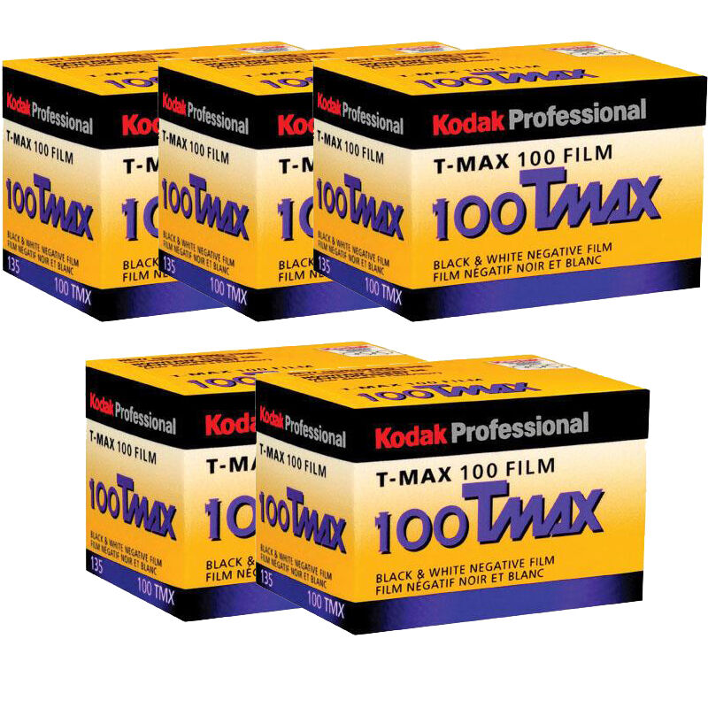 Kodak T-Max 100 TMX 24 Exposure Black & White Professional Film, 5 Rolls